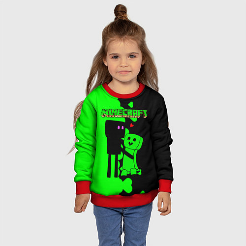 Детский свитшот Любовь Эндермена и Крипера Майнкрафт / 3D-Красный – фото 4