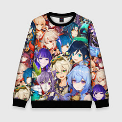 Свитшот детский Genshin Impact - персонажи, цвет: 3D-черный