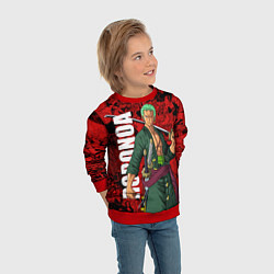 Свитшот детский Ророноа Зоро, One Piece, цвет: 3D-красный — фото 2