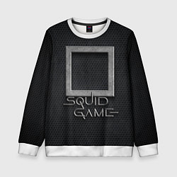 Свитшот детский ИГРА В КАЛЬМАРА СИМВОЛ КВАДРАТ SQUID GAME, цвет: 3D-белый
