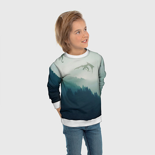 Детский свитшот ДРАКОНЫ НАД ЛЕСОМ DRAGON / 3D-Белый – фото 3
