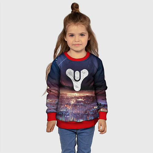 Детский свитшот ДЕСТИНИ ЗЕМЛЯ ХАБ, СТРАННИК НАД ГОРОДОМ / 3D-Красный – фото 4