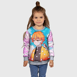 Свитшот детский КЛИНОК РАССЕКАЮЩИЙ ДЕМОНОВ, ЗЕНИТЦУ, цвет: 3D-меланж — фото 2