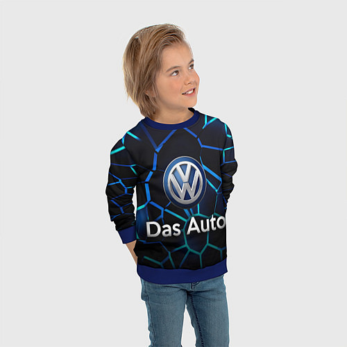 Детский свитшот Volkswagen слоган Das Auto / 3D-Синий – фото 3