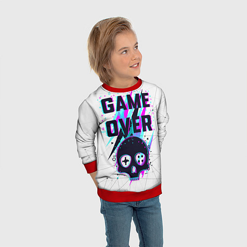 Детский свитшот Game OVER - NEON 3D / 3D-Красный – фото 3