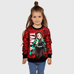 Свитшот детский Танджиро Камадо ,Клинок, рассекающий демонов, цвет: 3D-черный — фото 2