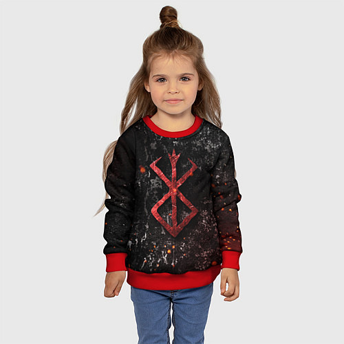 Детский свитшот BERSERK LOGO GRUNGE RED / 3D-Красный – фото 4