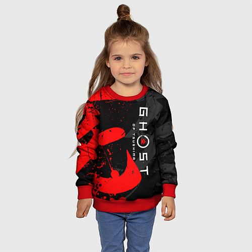 Детский свитшот GHOST OF TSUSHIMA ПРИЗРАК ЦУСИМЫ / 3D-Красный – фото 4