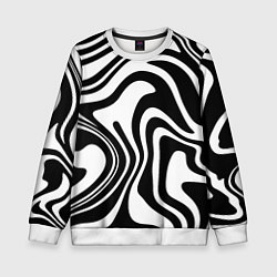 Свитшот детский Черно-белые полосы Black and white stripes, цвет: 3D-белый