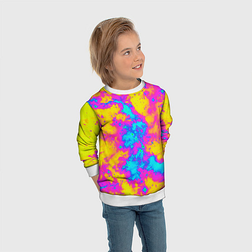 Детский свитшот Яркая абстракция космических красок / 3D-Белый – фото 3