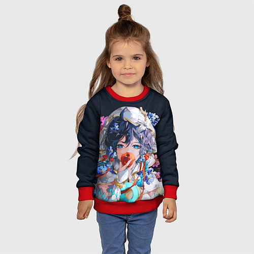 Детский свитшот Venti gi ест яблоко Genshin impact Геншин Импакт / 3D-Красный – фото 4