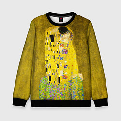 Свитшот детский Влюблённые поцелуй художник Климт, цвет: 3D-черный