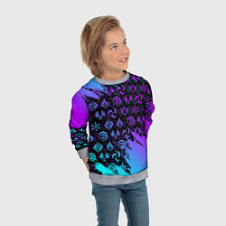 Свитшот детский GENSHIN NEON PATTERN SYMBOL НЕОН ЭМБЛЕМЫ, цвет: 3D-меланж — фото 2