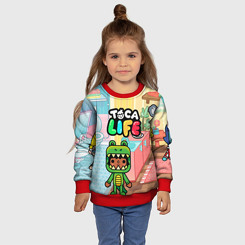 Детский свитшот Toca Life: Crocodile / 3D-Красный – фото 4