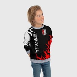 Свитшот детский Атака Титанов: Нарисованный огонь, цвет: 3D-меланж — фото 2