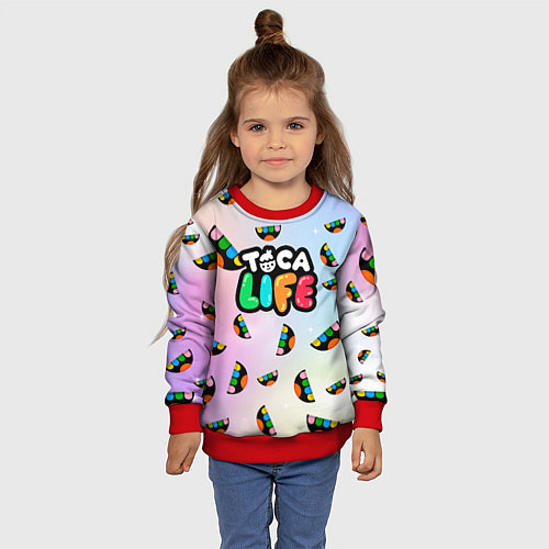 Детский свитшот Toca Life: Smile Logo / 3D-Красный – фото 4