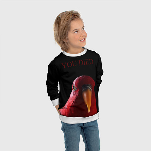 Детский свитшот Красный попугай Red parrot / 3D-Белый – фото 3