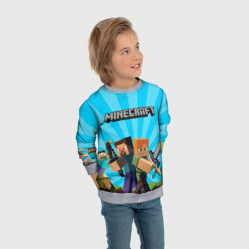 Детский свитшот МАЙНКРАФТ ГЕРОИ ИГРЫ MINECRAFT / 3D-Меланж – фото 3