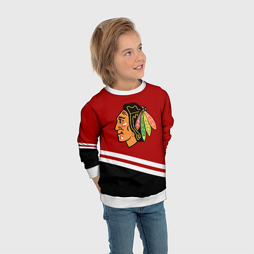 Детский свитшот Chicago Blackhawks, NHL / 3D-Белый – фото 3