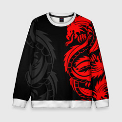 Свитшот детский КРАСНЫЙ ДРАКОН ТАТУ RED DRAGON TATTOO, цвет: 3D-белый