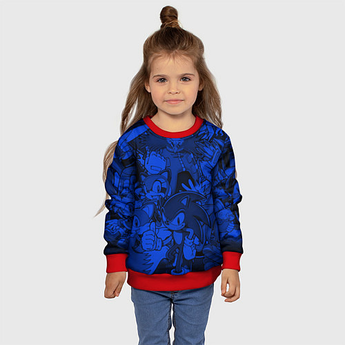 Детский свитшот SONIC BLUE PATTERN СИНИЙ ЁЖ / 3D-Красный – фото 4