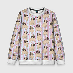 Свитшот детский Забавные Мопсы, цвет: 3D-белый
