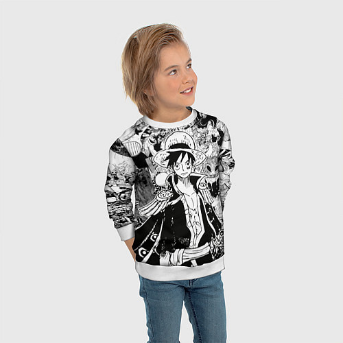 Детский свитшот Ван Пис, One Piece, манга / 3D-Белый – фото 3