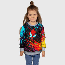 Свитшот детский Cyberpunk 2077 Цветные брызги, цвет: 3D-меланж — фото 2