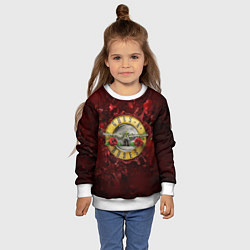 Свитшот детский Лого GNR в розах, цвет: 3D-белый — фото 2