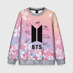 Свитшот детский BTS БТС АВТОГРАФЫ УЧАСТНИКОВ, цвет: 3D-меланж