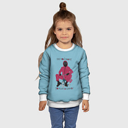 Свитшот детский ИГРА В КАЛЬМАРА DO YOU WANT TO PLAY A GAME?, цвет: 3D-белый — фото 2