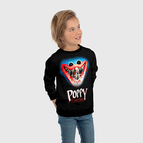 Детский свитшот Poppy Playtime: Huggy Wuggy / 3D-Черный – фото 3