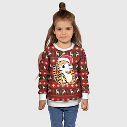 Свитшот детский Рождественский удивленный тигр, цвет: 3D-белый — фото 2