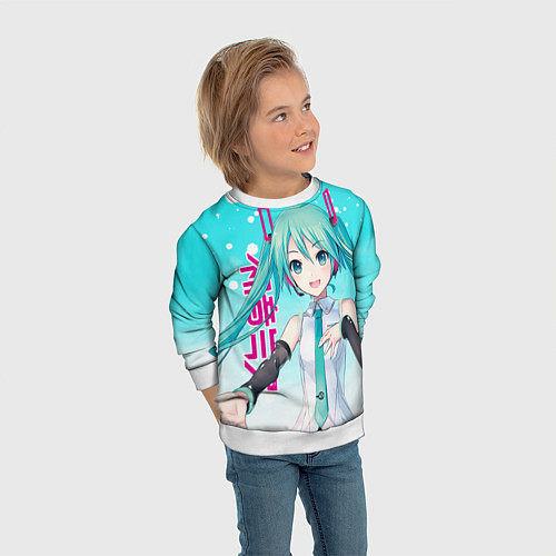 Детский свитшот Hatsune Miku, Мику Хацунэ / 3D-Белый – фото 3