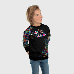 Свитшот детский ИГРА В КАЛЬМАРА ГЛИТЧ SQUID GAME GLITCH, цвет: 3D-черный — фото 2