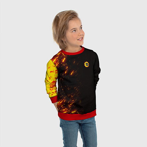 Детский свитшот Serious Sam Fire Wave / 3D-Красный – фото 3