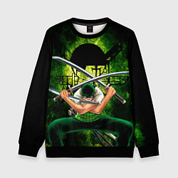 Свитшот детский Зоро Ророноа с катанами Ван пис, цвет: 3D-черный