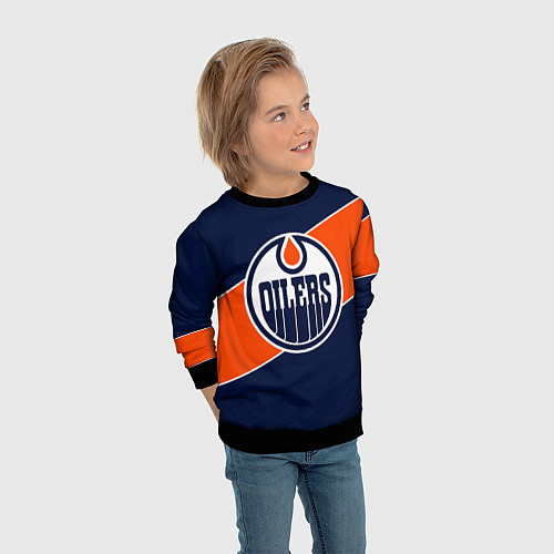 Детский свитшот Эдмонтон Ойлерз Edmonton Oilers NHL / 3D-Черный – фото 3