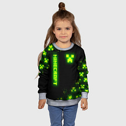Свитшот детский MINECRAFT NEON LOGO CREEPER, цвет: 3D-меланж — фото 2
