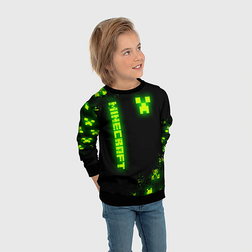 Детский свитшот MINECRAFT NEON LOGO CREEPER / 3D-Черный – фото 3