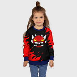 Свитшот детский Geometry Dash: Demon Red Fire, цвет: 3D-синий — фото 2