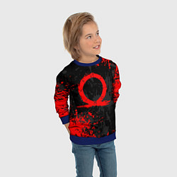 Свитшот детский GOD OF WAR LOGO RED, БРЫЗГИ КРАСОК, цвет: 3D-синий — фото 2