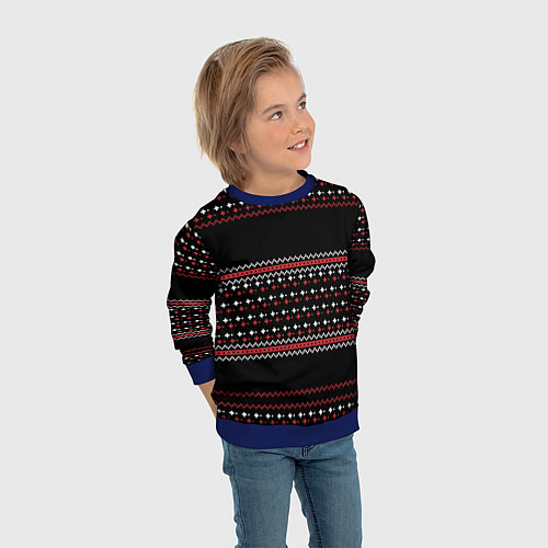 Детский свитшот НОВОГОДНИЙ ПАТТЕРН SWEATER / 3D-Синий – фото 3
