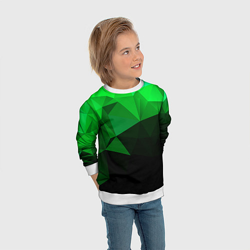 Детский свитшот Изумрудный Зеленый Геометрия / 3D-Белый – фото 3