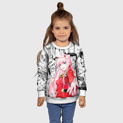 Свитшот детский Zero Two Зеро ту на манге фрейм, цвет: 3D-белый — фото 2