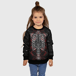 Свитшот детский Биомеханический скелет cyberpunk, цвет: 3D-черный — фото 2