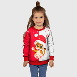 Свитшот детский НОВЫЙ ГОД ТИГР СНЕЖИНКИ, цвет: 3D-красный — фото 2