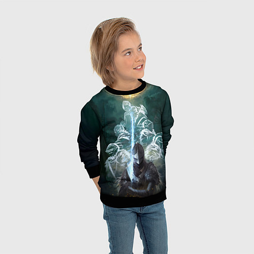 Детский свитшот Elden Ring рыцарь и предшественники серии Souls El / 3D-Черный – фото 3