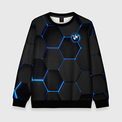 Свитшот детский BMW blue neon theme, цвет: 3D-черный