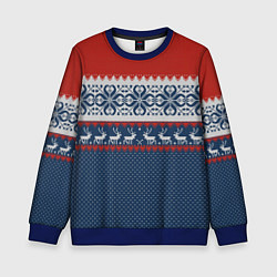 Свитшот детский НОВОГОДНИЙ УЗОР С ОЛЕНЯМИ, цвет: 3D-синий
